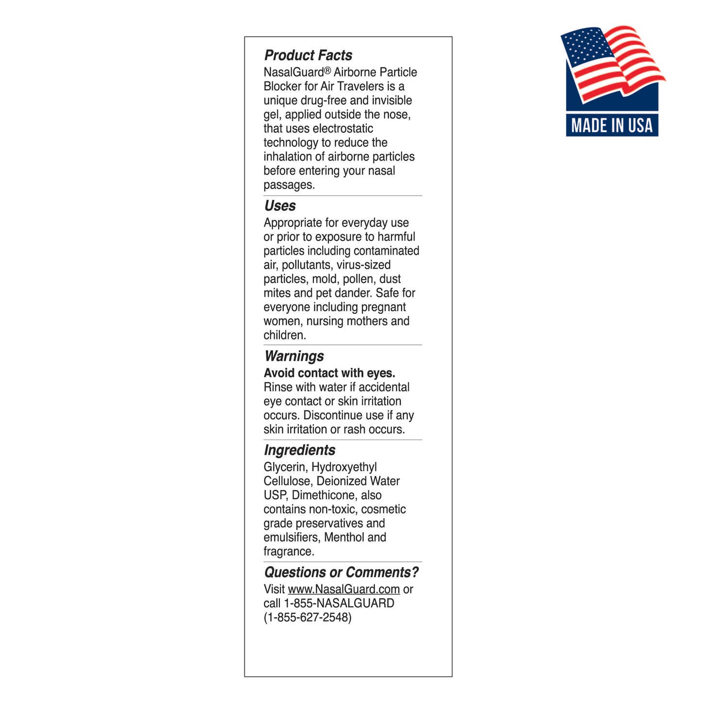 NasalGuard For Air Travelers | Virus & Allergen Protection | Cool Menthol | 10g Tube