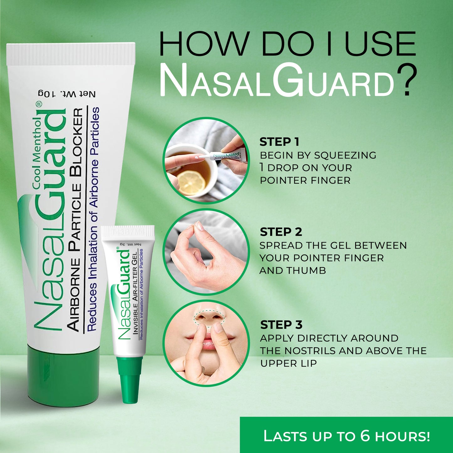 NasalGuard For Air Travelers | Virus & Allergen Protection | Cool Menthol | 3g Tube