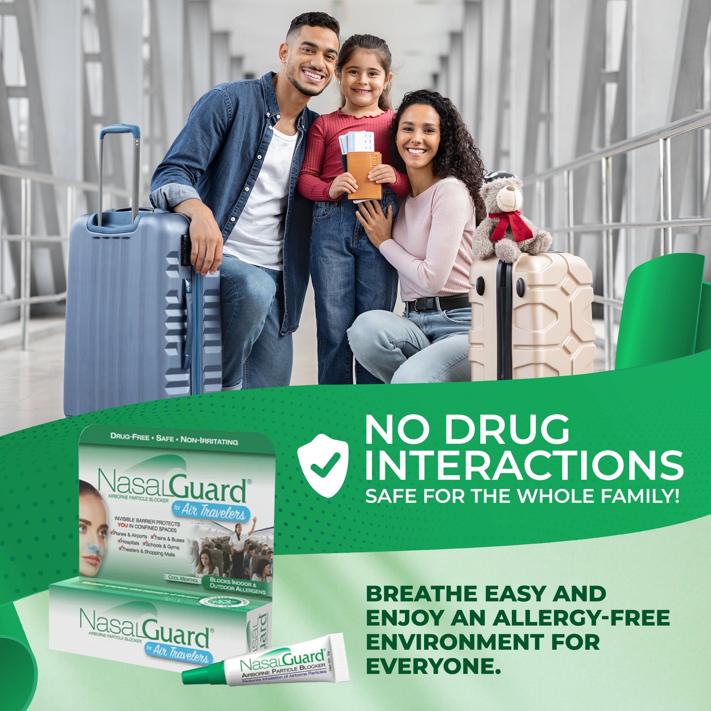 NasalGuard For Air Travelers- Allergy Relief Gel, Drug-Free, Cool Menthol, 10g Tube