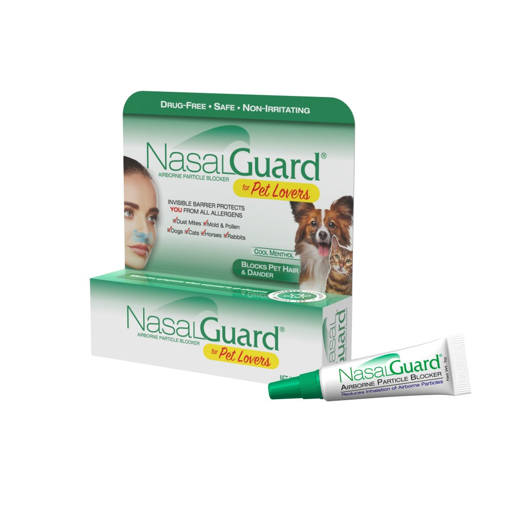 NasalGuard For Pet Lovers - Allergy Relief Gel, Drug-Free, Cool Menthol, 3g Tube