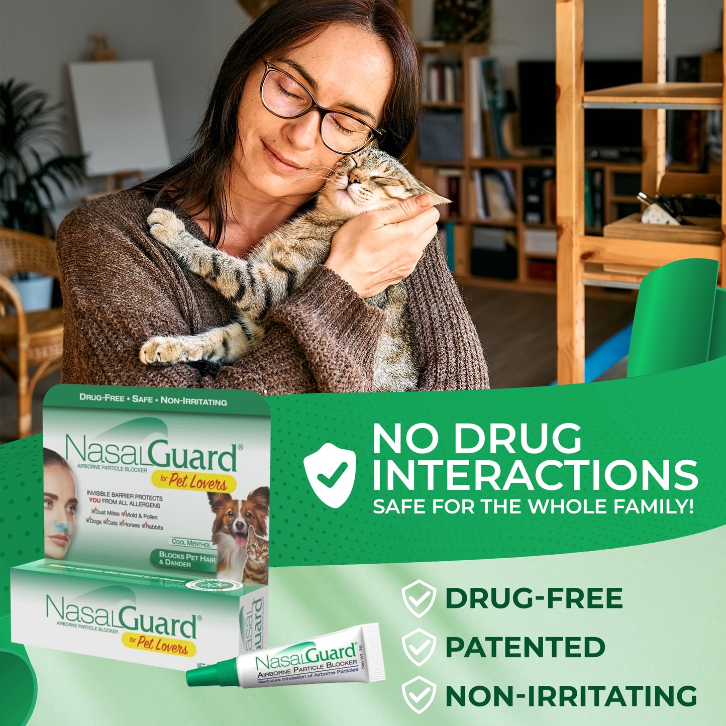 NasalGuard For Pet Lovers | Blocks Pet Hair & Dander | Cool Menthol | 3g Tube