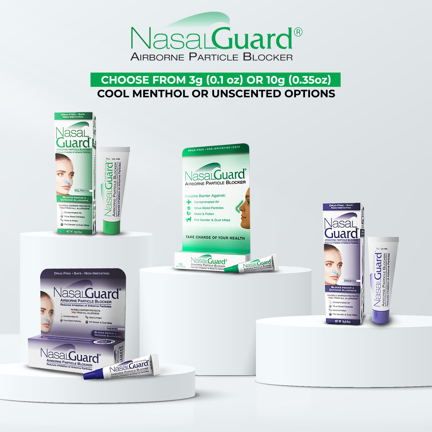 NasalGuard Allergy Relief Gel - Drug-Free, Cool Menthol, 10g Tube