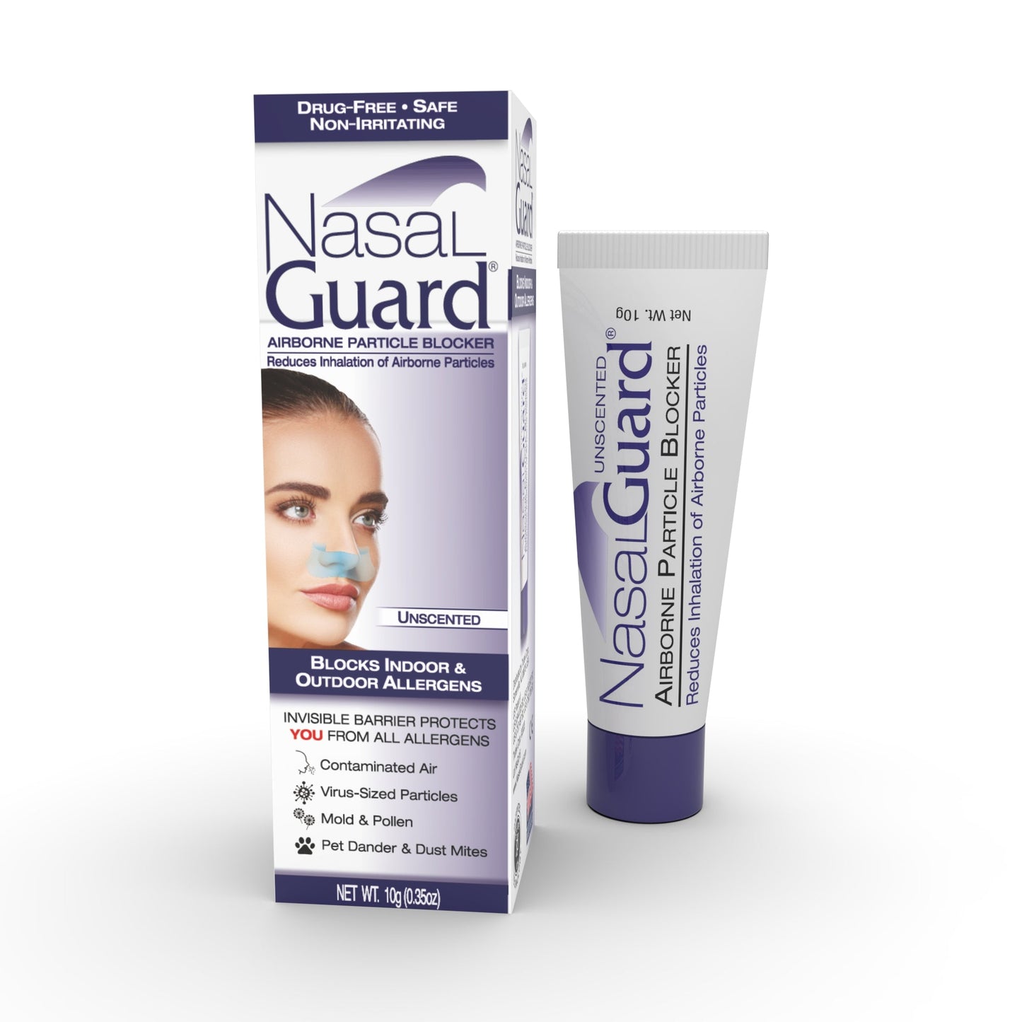 NasalGuard Allergy Relief Gel - Drug-Free, Unscented, 10g Tube