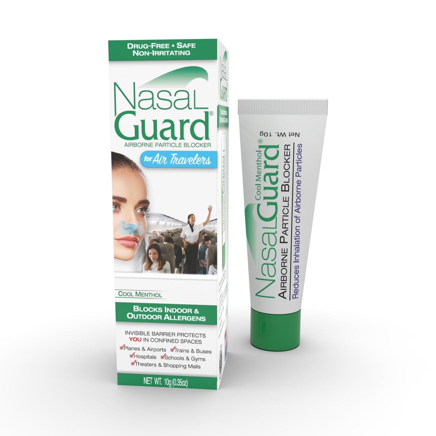 NasalGuard For Air Travelers- Allergy Relief Gel, Drug-Free, Cool Menthol, 10g Tube