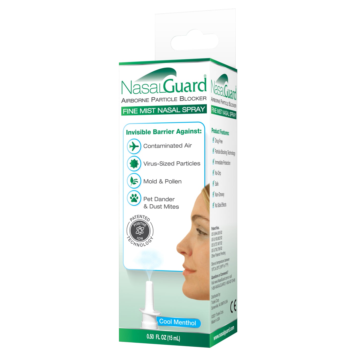 NasalGuard Fine Mist Nasal Spray - Drug-Free, Daily Use (Cool Menthol)