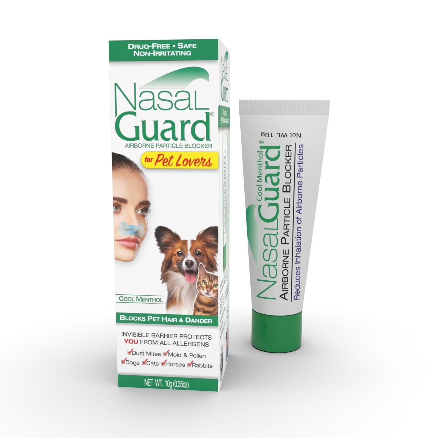 NasalGuard For Pet Lovers- Allergy Relief Gel, Drug-Free, Cool Menthol, 10g Tube