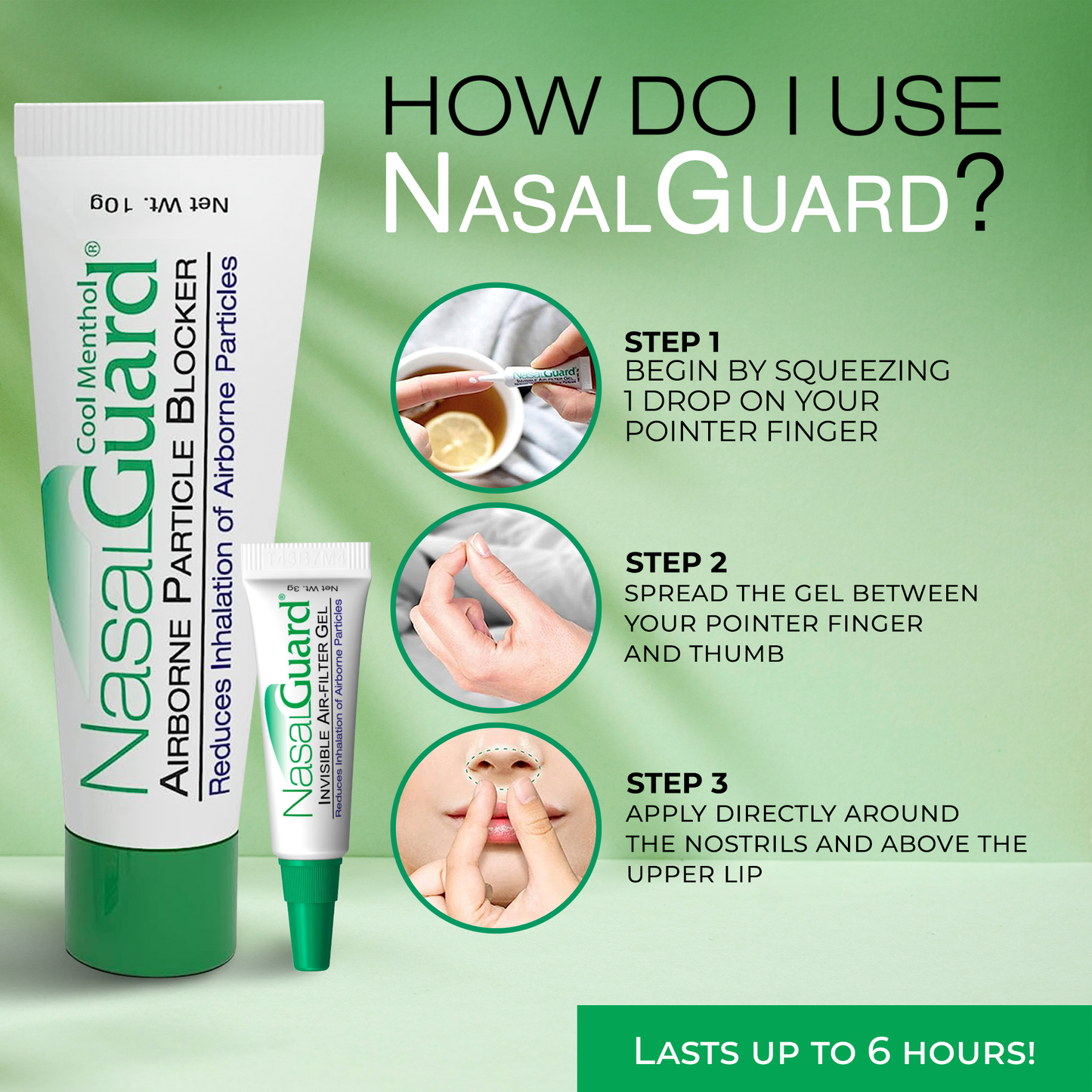 NasalGuard Allergy Relief Gel - Drug-Free, Cool Menthol, 3g Tube