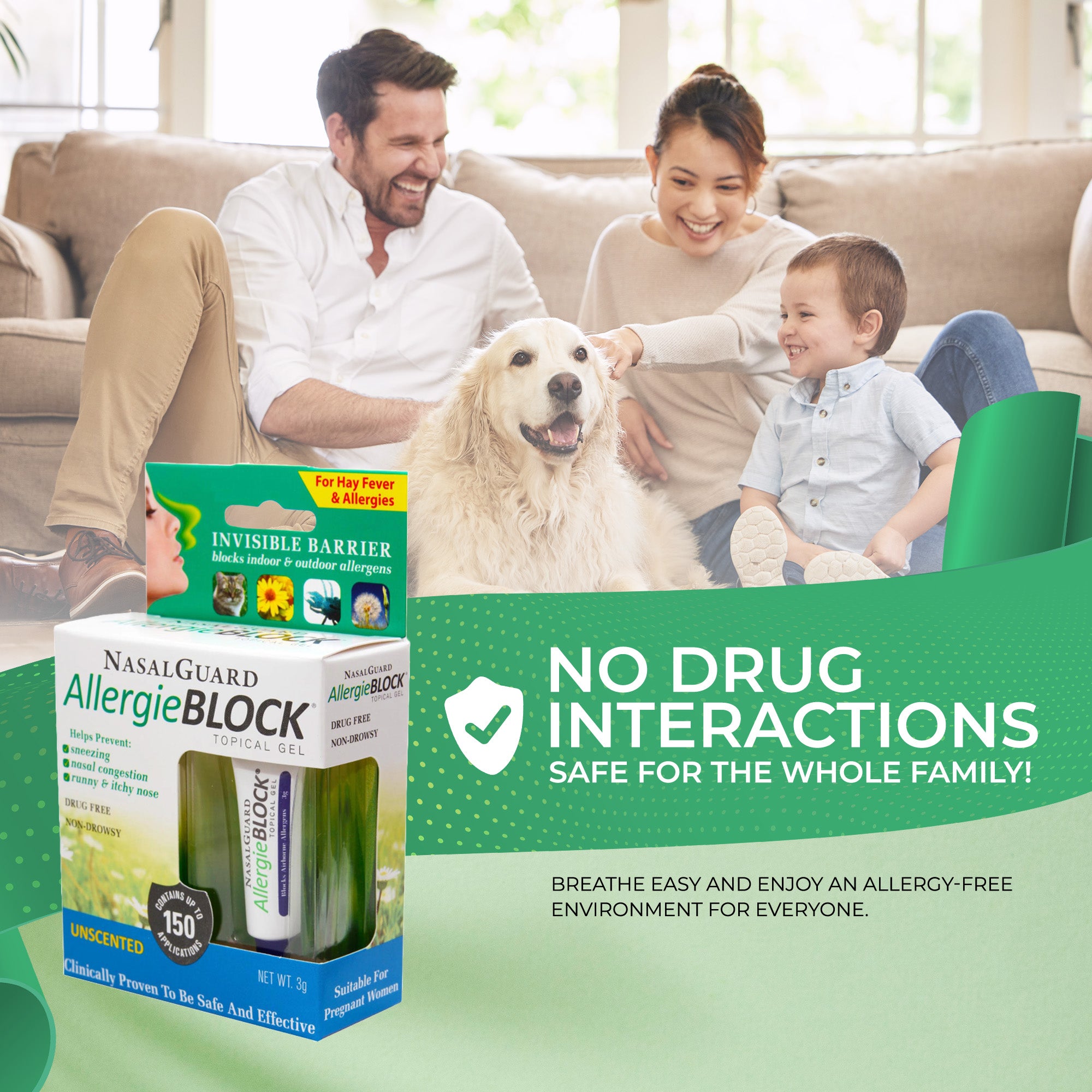 NasalGuard AllergieBlock | Allergy Relief Nasal Gel | Unscented | 3g Tube