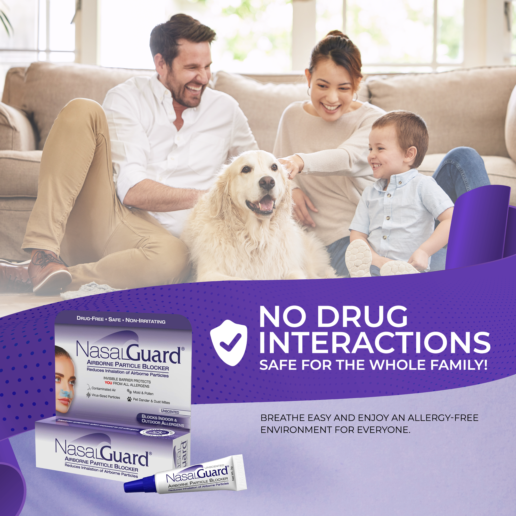 NasalGuard Airborne Particle Blocker | Allergy Prevention Gel | Unscented | 10g Tube