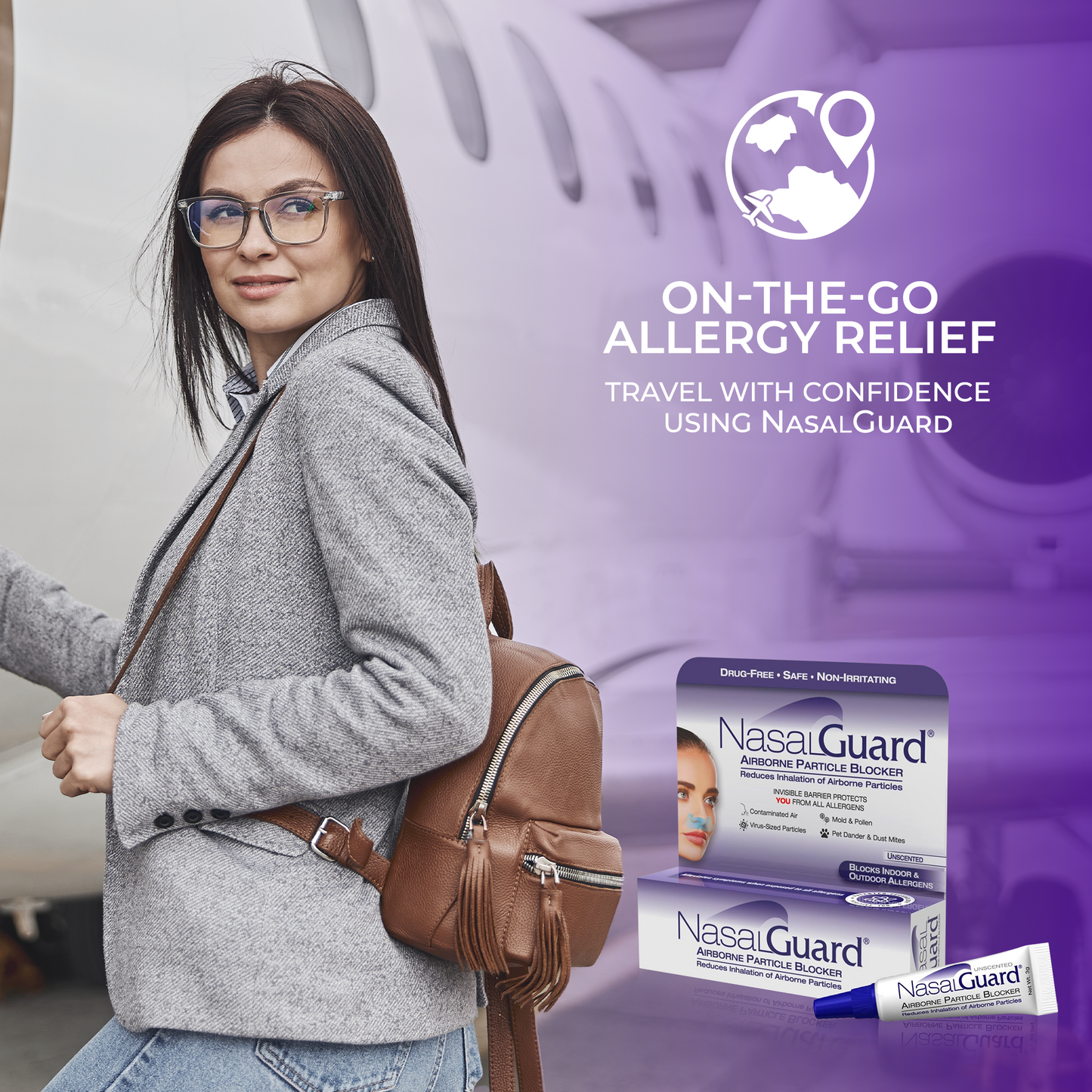 NasalGuard Allergy Relief Gel - Drug-Free, Unscented, 3g Tube