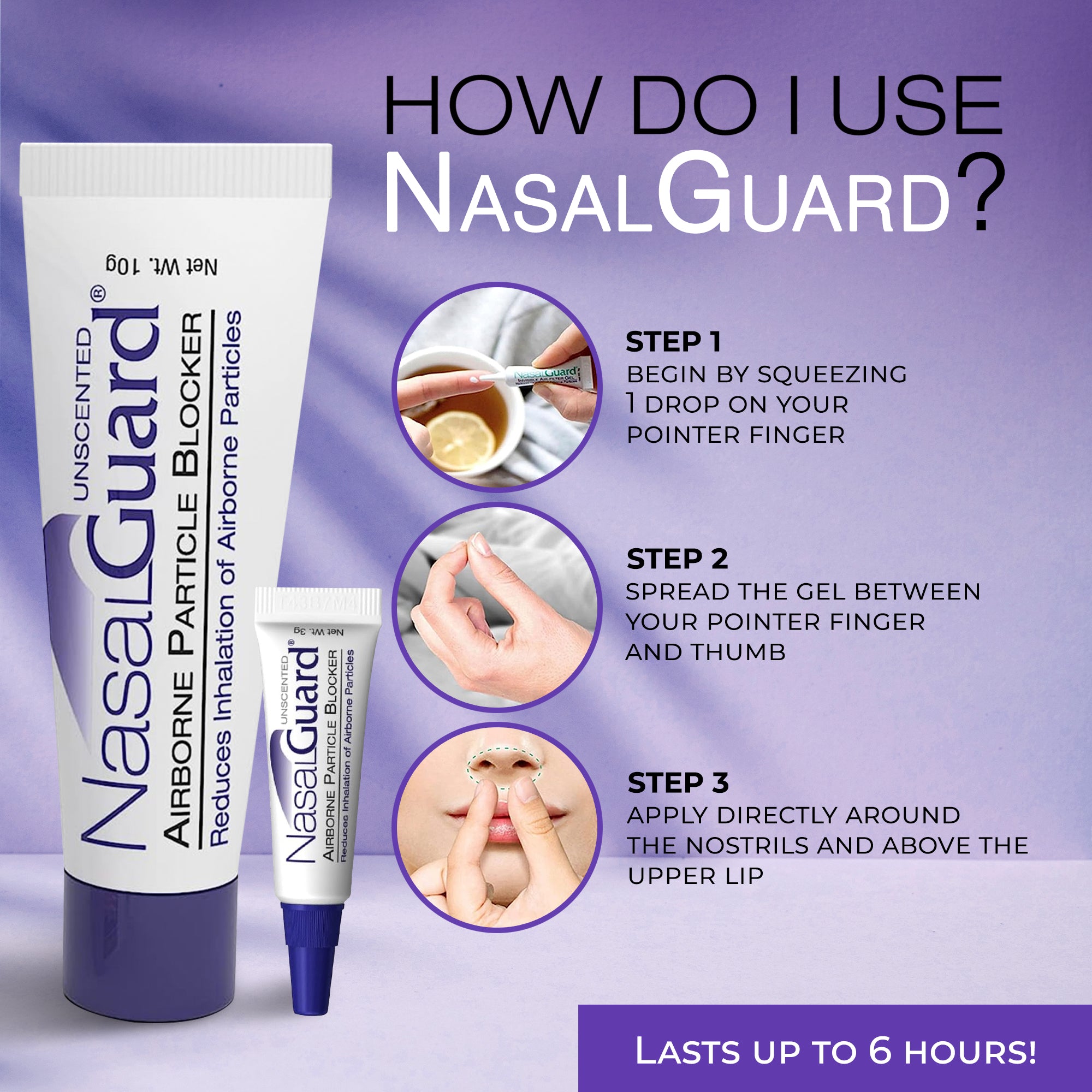 NasalGuard For Pet Lovers | Blocks Pet Hair & Dander | Unscented | 10g Tube