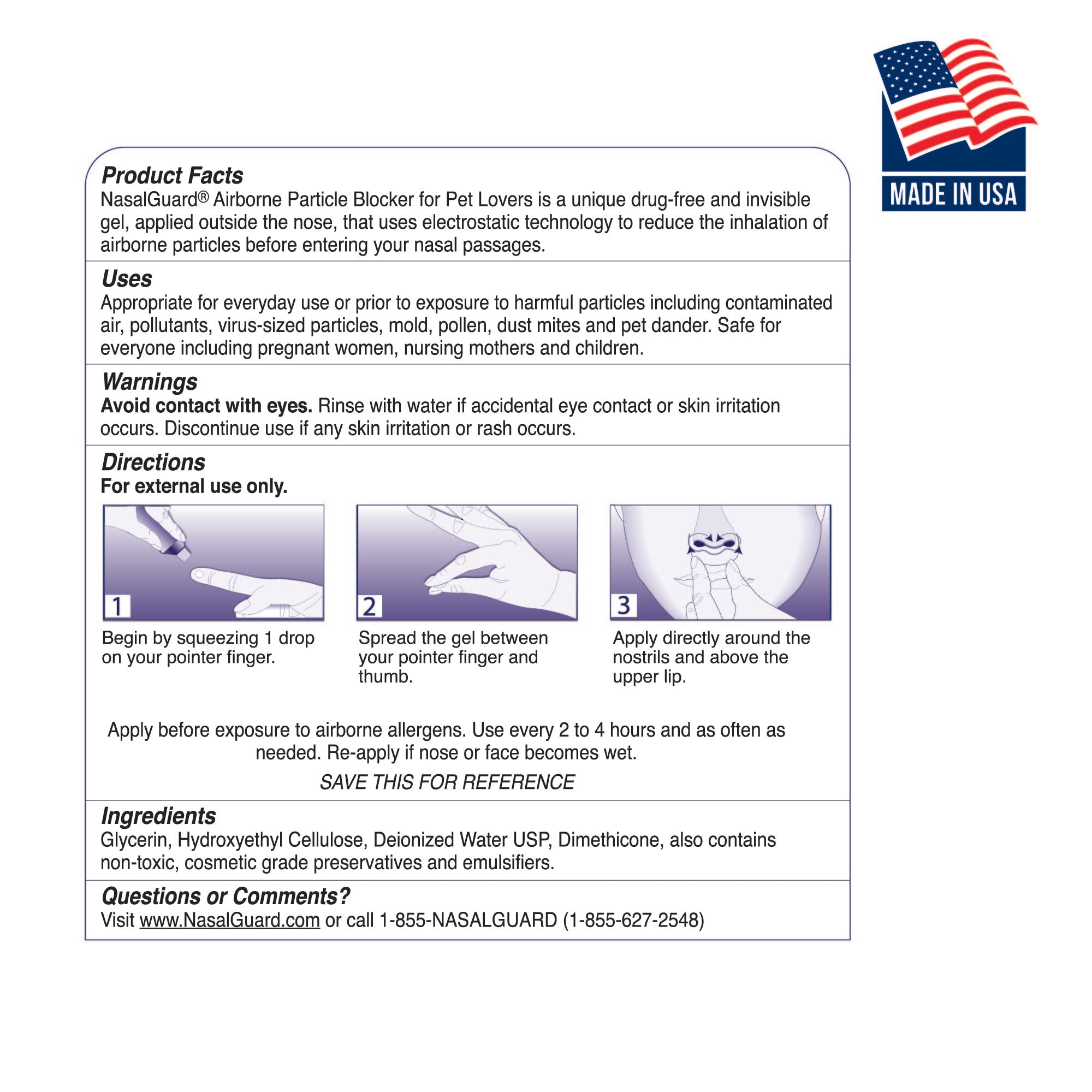 NasalGuard For Pet Lovers | Blocks Pet Hair & Dander | Unscented | 3g Tube