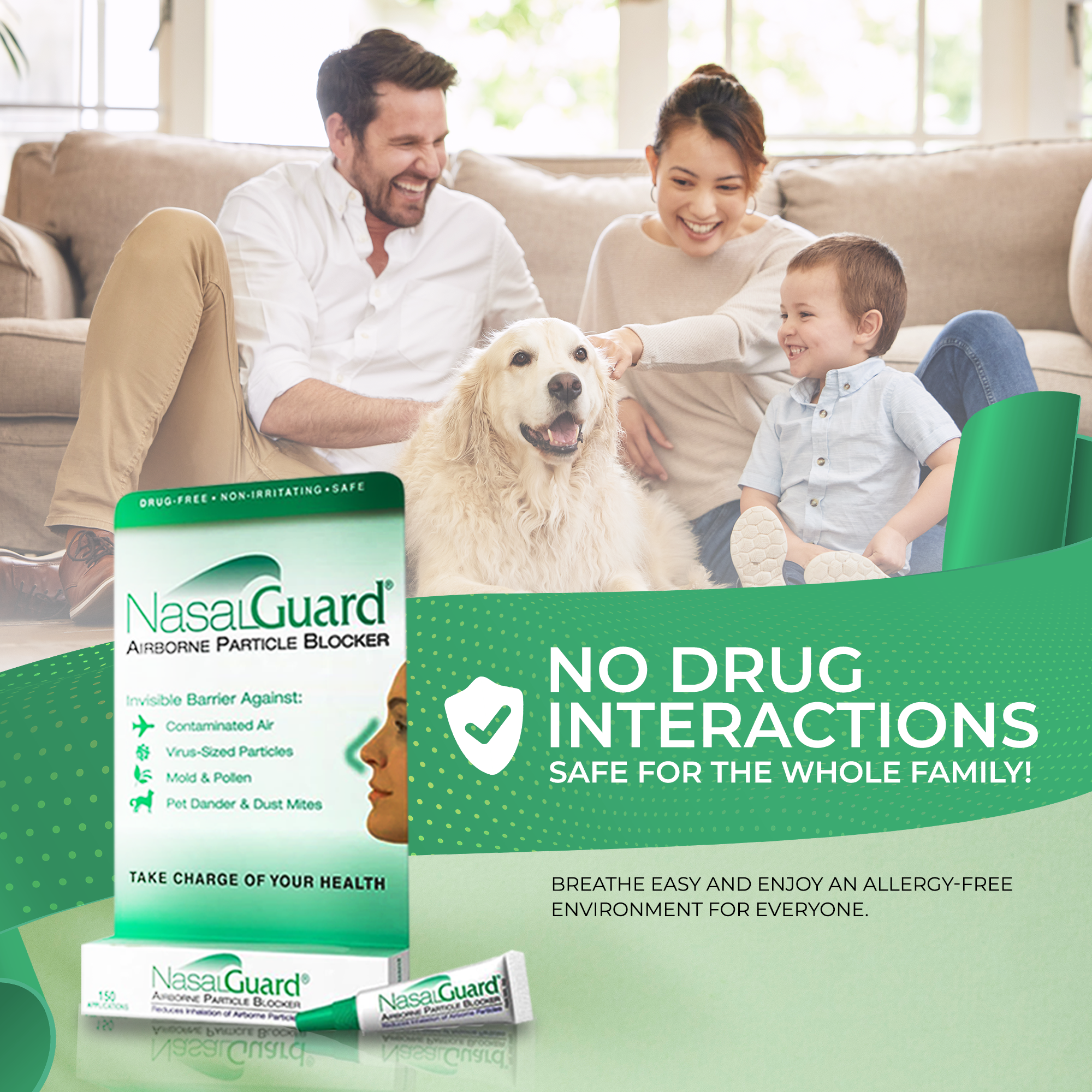 NasalGuard Airborne Particle Blocker | Allergy Prevention Gel | Cool Menthol | 3g Tube